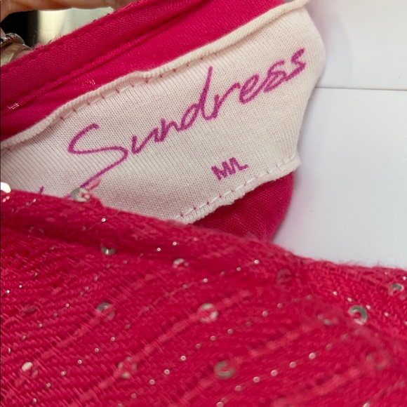 Sundress Juliana Pink Sequin High-Low Maxi Dress Tie Front M/L - Picture 9 of 9
